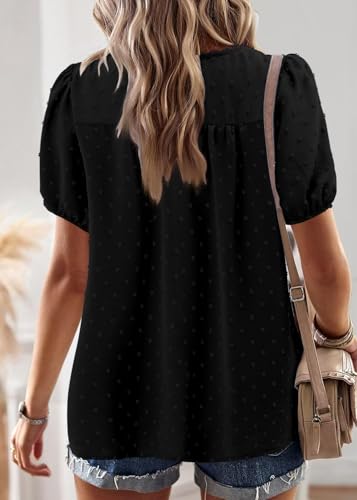 BETTE BOUTIK Women Boho Tops Short Sleeve Summer Flowy Shirts Lace Casual Loose Trendy Blouses4