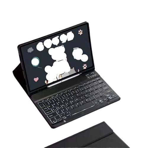 Étui en cuir pour Samsung Galaxy Tab A8 avec clavier rétroéclairé noir et porte-stylet