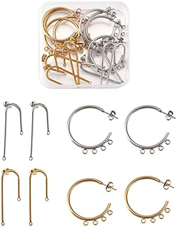 Cheriswelry 40pcs Stainless Steel Ear Stud Post Earring Findings for Jewellery Making