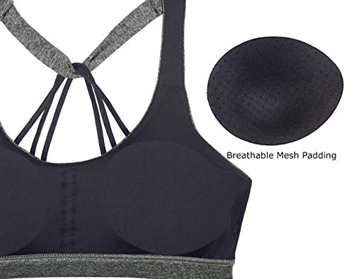 Image of icyzone Women's Padded Strappy Workout Running Sports Bras Medium Impact