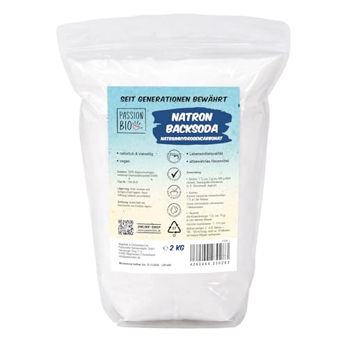 Natron Backsoda 2 kg Natriumhydrogencarbonat Lebensmittelqualität wiederverschließbare Tüte Backtriebmittel & Haushalt vegan