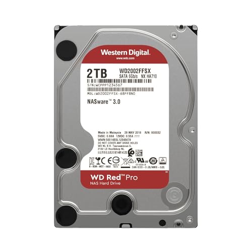 Image of Western Digital 2TB WD Red Pro NAS Internal Hard Drive HDD - 7200 RPM, SATA 6 Gb /s, CMR, 64 MB Cache, 3.5 inch - WD2002FFSX