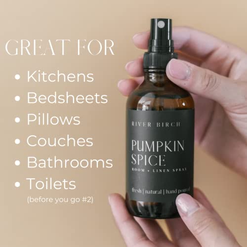 River Birch Pumpkin Spice Scented Linen And Room Spray | Home Fragrance | 4 Oz Glass Amber Bottle | Luxury Signature Scent | Handmade In Texas #TOP1