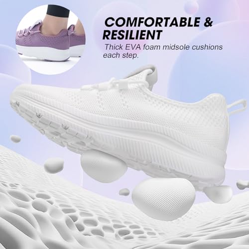 Image of ZOVE Wide Toe Box Shoes Women Extra Wide Width Sneakers Ultra Light Road Running Shoes Non-Slip Tennis Sneakers Breathable Walking Athletic 8803 White 40 Medium