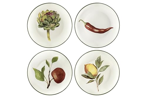 Curator Home Decorative Side Plates - Set of 4, New Bone China (Fruit & Veg), 19.5cm (8") Curator Home Decorative Side Plates - Set of 4, New Bone China (Fruit & Veg), 19.5cm (8")