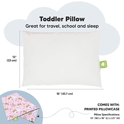 Toddler Pillow With Pillowcase - 13X18 My Little Dreamy Pillow, Organic Cotton Toddler Pillows For Sleeping, Kids Pillow, Travel Pillows, Mini Pillow, Nursery Pillow, Toddler Bed Pillow(Dear Princess) #TOP2