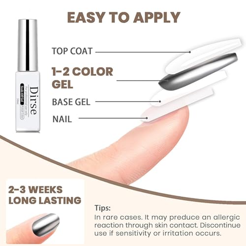 Gold Liner Gel Nail Polish - Metallic Gold Gel Liner Nail Art - 3D Mirror Effect Painted Drawing Nail Gel with Thin Brush - 10ml Glossy Chrome Gel Soak Off UV/LED Nail Art Manicure - Image 7