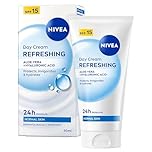 NIVEA Refreshing Day Face Cream SPF 15 (50ml), Hydrating Face Moisturiser with Aloe Vera and Hyaluronic Acid, Moisturiser with SPF for Normal Skin