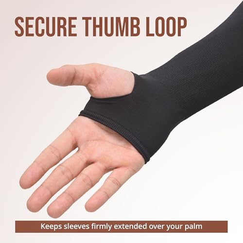 Image of UV Sun Protection Arm Sleeves for Men & Women - UPF 50+ Cooling Hand Cover for Biking, Cricket, Driving & Cycling - Tan Protection Guard