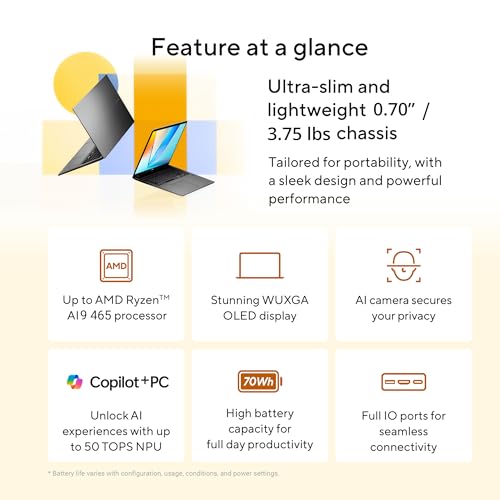 Image of ASUS Vivobook S16 Laptop (2026), 16 inch 16:10 WUXGA OLED Display, Copilot+ PC, AMD Ryzen AI 9 465 Processor, AMD Radeon Graphics, 32 GB RAM, 1TB SSD, WiFi 6, Windows 11 Home, Matte Gray, M3607GA-ES99