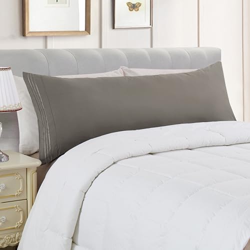 Image of Elegant Comfort Luxury Ultra-Soft 1-Piece Body Pillowcase - 1500 Premium Hotel Quality Microfiber Double Brushed - Wrinkle Resistant, Body Pillowcase Size, Grey