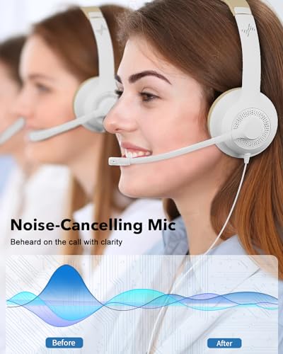 Eaglend Usb Headset With Microphone For Pc, On-Ear Computer Laptop Headphones With Noise Cancelling Mic In-Line Control For Home Office Online Class Zoom thumb #1