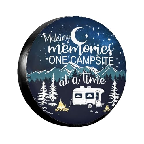 Image of Making Memories One Campsite Spare Tire Cover-Cute Funny Waterproof Universal Spare Wheel Tire Covers Fit for Rv SUV Truck Camper Travel Trailer Accessories,16 inch