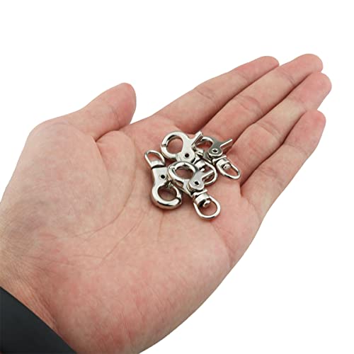 Image of Snap Hook DGHAOP 4pcs Zinc Alloy 30mm Key Chain Snap Hook Door Lock Pets Cage Hook Belt Clip for Any Suitable Cage, Dog Traction Rope, Silver Tone