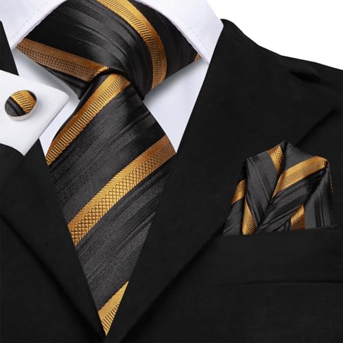 Image of Hi-Tie Men 63inches Tie Set Extra Long Necktie Paisley Tie Pocket Suqare Cufflinks Big and Tall Men Tie