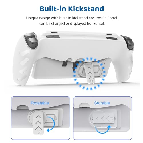 Image of Protective Cover Case for Playstation Portal with Front Cover and Kickstand DOBEWINGDELOU Accessories Protector Case with Stand Shock-Absorption Non-Slip Anti-Scratch