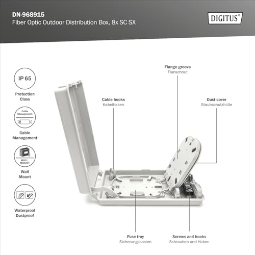 Fibre optique boîtier de distribution 8X LC Duplex DIGITUS extérieur IP44 gris