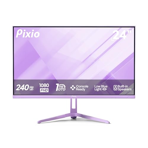 Image of Pixio Two PX249 Wave Purple 24 inch 240Hz Refresh Rate FHD 1080p Resolution IPS Panel 4ms GTG Response Time Gaming Monitor and PS1D Wave Purple Dual Monitor Arm