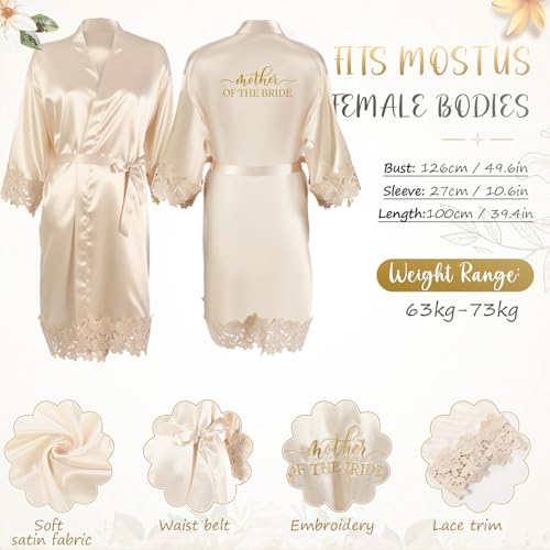 Hushee 12 Pcs Mother of the Bride and Groom Gift Set Includes Silk Robes for Women Tote Bags Make up Bags 16oz Glass with Straws Handkerchiefs Metal Mirrors for Mom Bridal Shower Wedding Gifts3