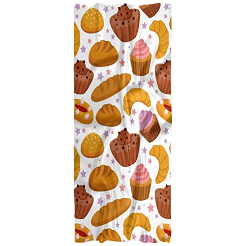 Écharpe légère femme motif pâtisserie française multicolore pour printemps et automne
