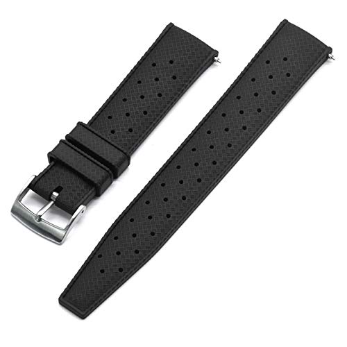 YMYGCC Uhrenarmband Premium Grad Gummi Uhrenband 20mm 22mm Uhrenarmband Tauchen wasserdichte Armband Schwarze Farbe 189 (Band Color : Black New, Band Width : 20mm) Cover