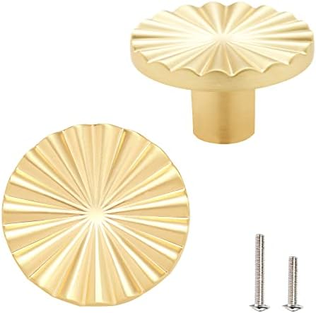 AOBITE 6 Pack Gold Cabinet knobs Kitchen Cabinet Pulls with Vintage Cupboard Drawers Hardware Dresser Drawer Handles Kitchen Cabinet Handles (Single Hole, 6 Pack, Brushed Gold)