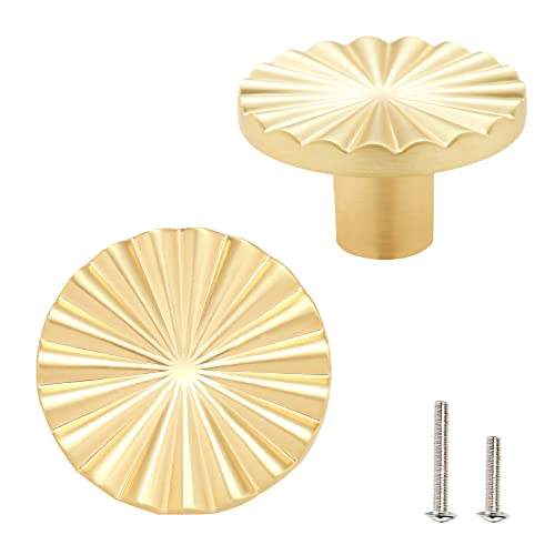 Aobite 6 Pack Gold Cabinet Knobs Kitchen Cabinet Pulls With Vintage Cupboard Drawers Hardware Dresser Drawer Handles Kitchen Cabinet Handles (Single Hole, 6 Pack, Brushed Gold) #TOP23