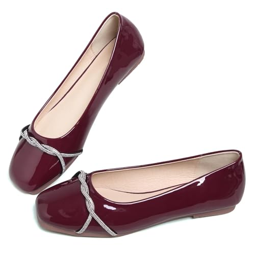 Image of TN TANGNEST Womens Casual Flats Chain Ballet Flats | Fashion Pointed Toe Rhinestone Flats, Comfort Slip On Dress Shoes for Business Work Office Wedding Party
