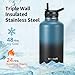 WixByti 64 oz Insulated Water Bottle with Straw (Cold for 48 Hrs), Half Gallon Stainless Steel Triple Wall Vacuum Sports Water Jug, Leakproof Hydro Cup Flask with Straw Spout Lids & DIY Stickers