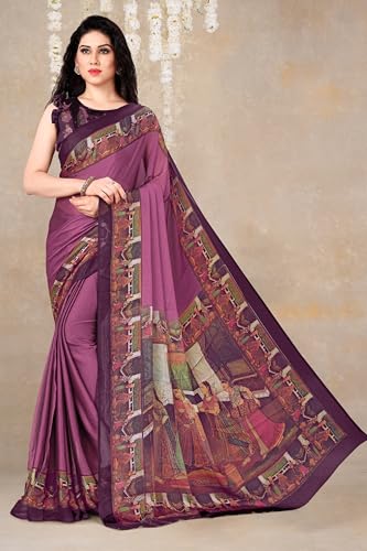 Image of MIRCHI FASHION Saree for Woman Chiffon Kalamkari Design | Professional Office Wear Lightweight Sari for All-Day Comfort with Blouse (Available in 15 Colors)