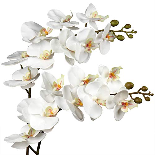 Orchidées artificielles en Soie Phalaenopsis - 9 têtes de Fleurs - 88,9 cm de Long - Arrangement de Fleurs artificielles pour la Maison, Le Bureau - 2 pièces