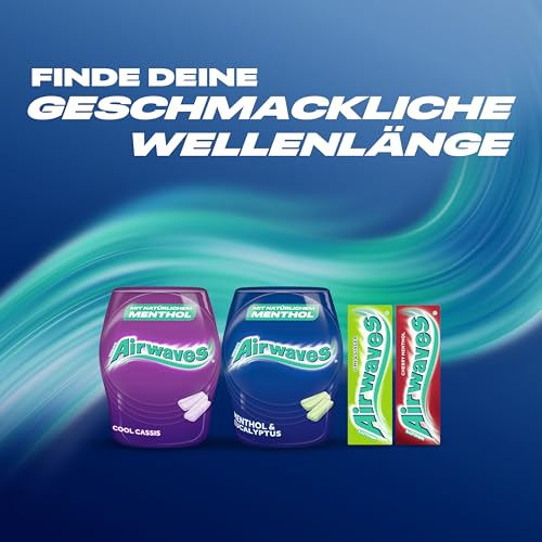 Airwaves Kaugummi Zuckerfrei, Menthol Eukalyptus Gum, 30 x 10 Dragees, Großpackung Chewing Gum, Mit Natürlichem Menthol, Kaugummi ohne Zucker mit Minz Frische (300 Dragees)