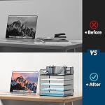 5-Tier Plateau de lettre de l'organisateur de papier avec support de stylo, organisateur de fichiers Mesh Desk avec poignée, stockage de fichiers pour bureau, maison ou école, noir