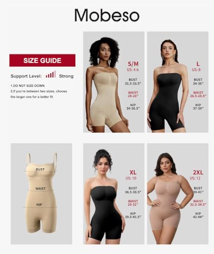Image of Women's Strapless Shapewear Bodysuit for Women Tummy Control Shapewear, Seamless Body Shaper with Removable Straps