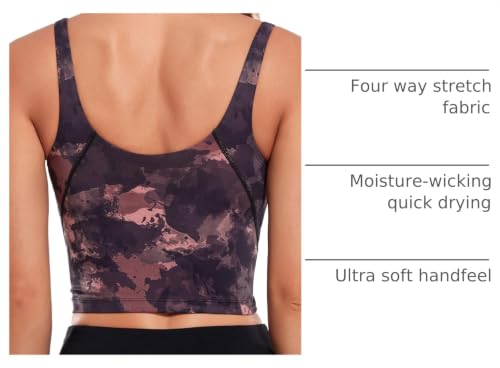 Image of Oalka Sports Bra Womens Longline Padded Crop Yoga Tank Tops