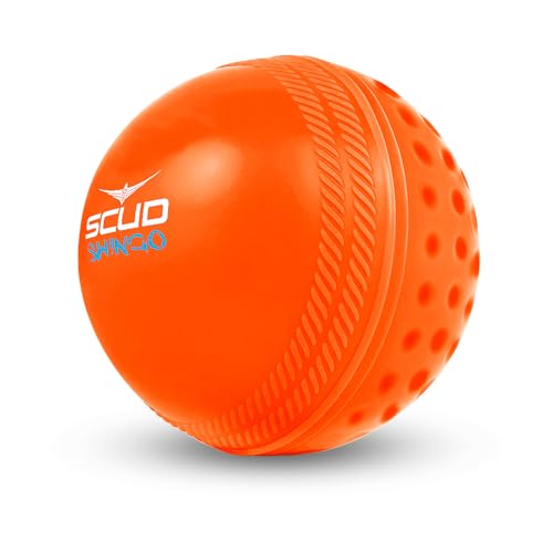Image of SCUD Swingo Wind Ball for Cricket, Specially Designed for Swing, Dual-Surface Half-Dimple & Half-Smooth Design, PVC | 72.39mm Diameter,105g (Pack of 6pc Balls, Neon Orange)