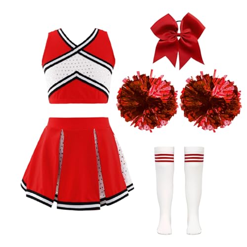 Opiniones y reviews de Ropa de Cheerleading y animación para Niño más recomendados. 41 Iiniim Disfraz de Animador Niña Uniforme Escolar Ropa de Porristas Danza Vestido de Baile Crop Tops con Falda Pompones Calcetines Fiesta de Halloween Carnaval Fb Rojo 7-8 Años