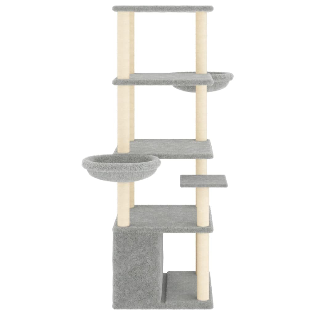 Homgoday Albero tiragraffi in sisal, grigio chiaro, 147 cm, tiragraffi a torre per gatti multilivello, centro attività per gatti da interni, tipo 1