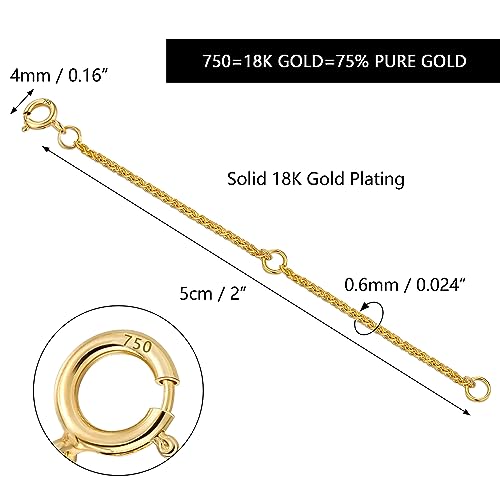 Extensor de oro macizo de 18k para solucionar collares cortos con una cadena ajustable duradera 3
