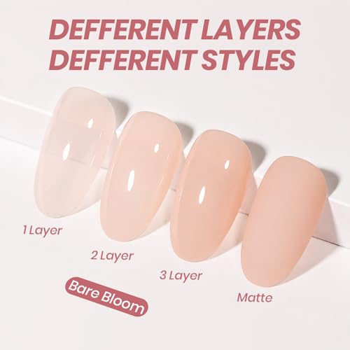 Image of Beetles Nude Gel Nail Polish - 15ML Nude Pink Natural Gel Polish Nail Concealer Jelly Gel Nail Polish Soft Sheer Nail Polish Soak Off UV Nail Lamp French Nail Art Manicure Gift for Women