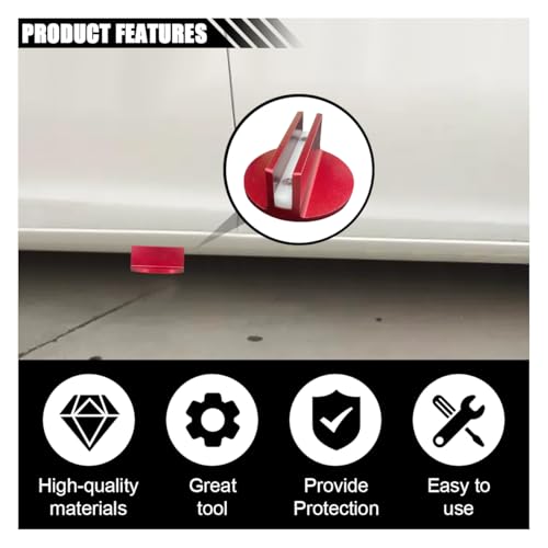 Image of Universal Magnetic Jack Pad, 0.37 inch Slotted Aluminum Grooved Pad | Jack Puck Pinch, Pinch Weld Frame Rail Adapter with Large Slotted for Most Cars SUVs Trucks, Red