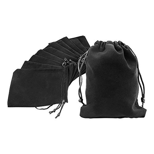 G2PLUS Black Velvet Jewellery Pouches, 12x15CM Velvet Drawstring Bags for Jewellery, 20PCS Medium Soft Gift Bags with Drawstrings for Wedding, Party, Valentine's Day, Anniversary
