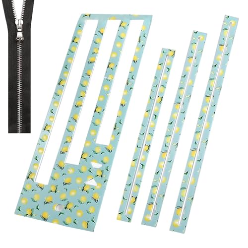 Plantilla de bolsillo con cremallera, plantillas de fabricación de cremallera para bolsas, plantillas de costura con cremallera de medición, plantillas de fabricación de cremallera con agujero para