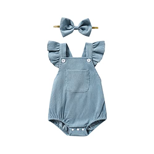 Image of Hnyenmcko Newborn Baby Boy Girls Clothes Infant Rainbow Romper Waffle Ruffled Sleeveless Backless Bodysuit Jumpsuit Outfit