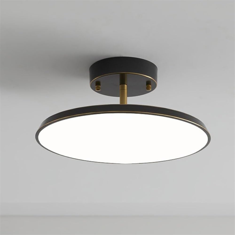COSRUB Nordic Round LED Semi Flush Mount Ceiling Light, Rotatable Lamp Head Small Ceiling Lamps Low Profile Minimalist Ceiling Lighting for Hallway Entryway(Black(3000K),20cm/7.87in)