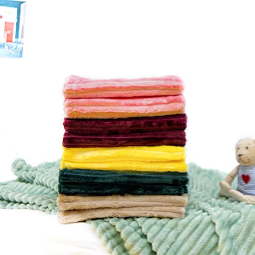 Couverture flanelle douce bébé plaid bleu marine chaud texturé rayures - 8
