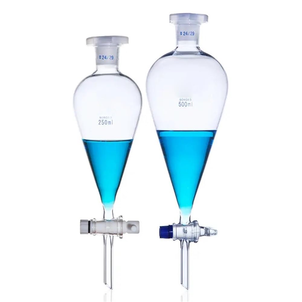 Laborausstattung und -bedarf 1 stücke Laborglas Birnenförmiger Trenntrichter Tropftrichter Mit Glas/PTFE-Kolben 60/125/250/500/1000/2000 ml