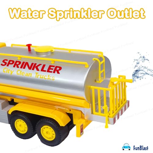 Image of FunBlast City Clean Tanker Truck, Big Size Pull Back Tanker Truck Toy, Friction Power Toy Trucks for 3+ Years Old Boys and Girls, Light & Sound Toys for Kids with 6 Wheels (Yellow)