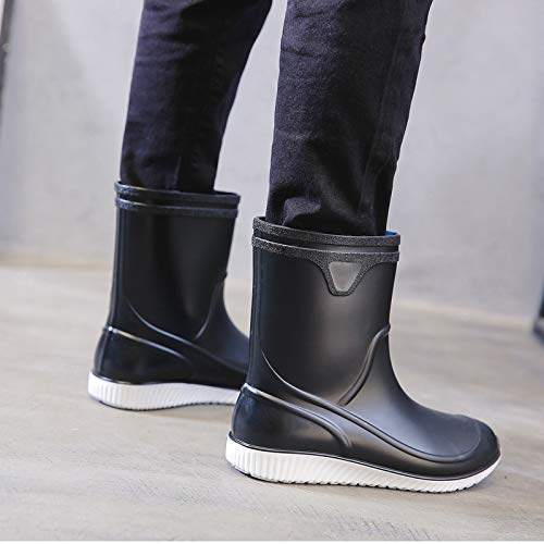 Image of ANUFER Men's Mid-Calf Snow Rain Boots Outdoor Waterproof Gardening Farm Boots with Removable Fluff Lining