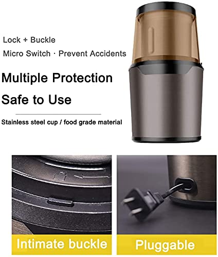 ywewsq Molinillo de café eléctrico, molinillos de café en Grano con Recipiente extraíble, Cuchillas de Acero Inoxidable… - Imagen 7